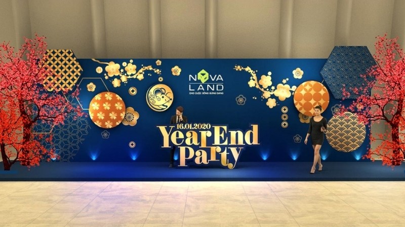 Thiết kế backdrop khai trương tại Thanh Hóa 6 year end party backdrop 2